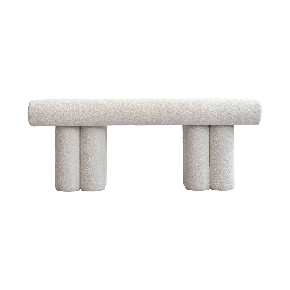 Banc rembourré Hiro / Banquette - L 120 cm - 101 COPENHAGEN - Blanc cassé (Tissu bouclé) - Métal, Mousse, Tissu