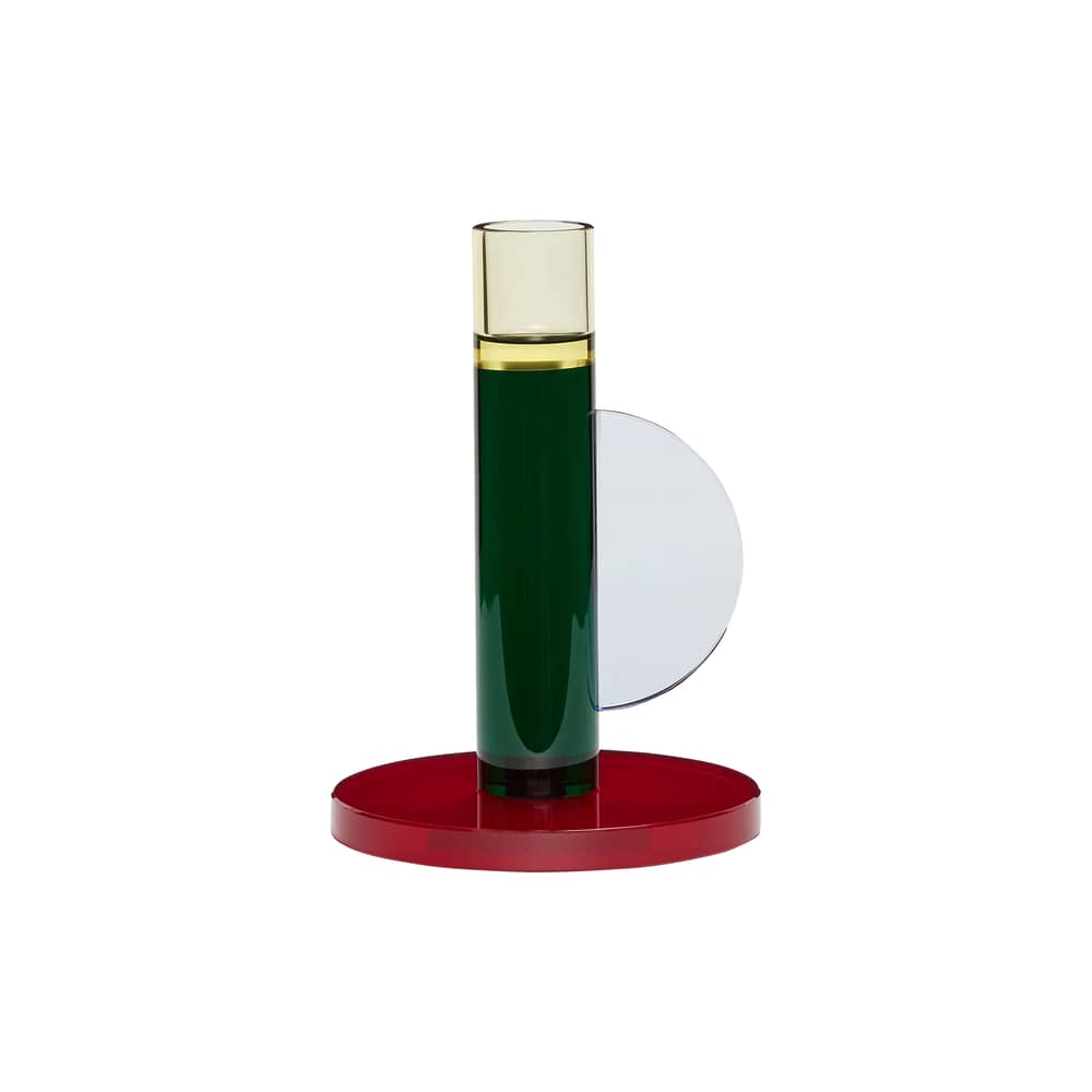 Astro Candle stick glass green - HÜBSCH - Green - Cristal