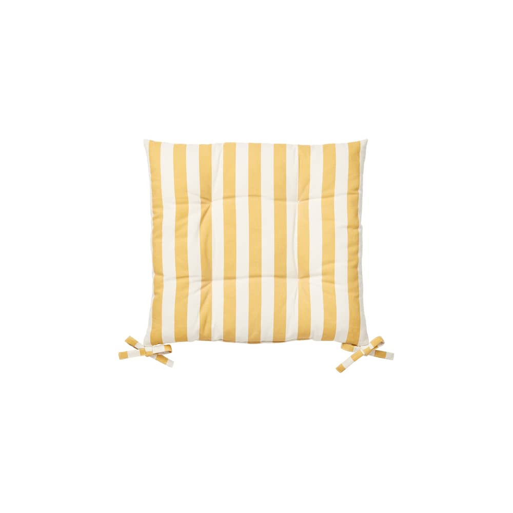 Coussin d\'assise Franca tissu jaune / 44 x 42 cm - BROSTE COPENHAGEN - Rayé jaune - Coton