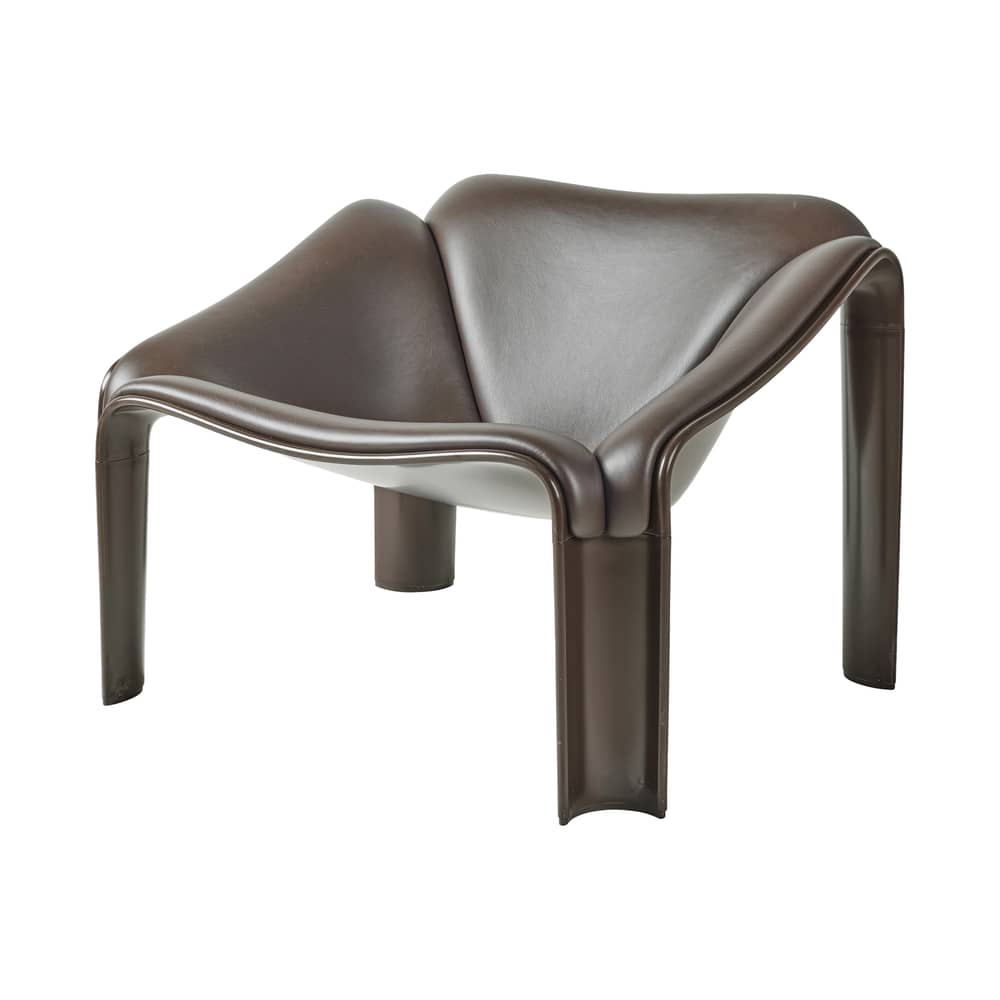 Fauteuil rembourré F300 cuir marron / Pierre Paulin, réédition 1966 - Gubi - Cuir Coffee / Marron - Cuir, HiREK, Mousse
