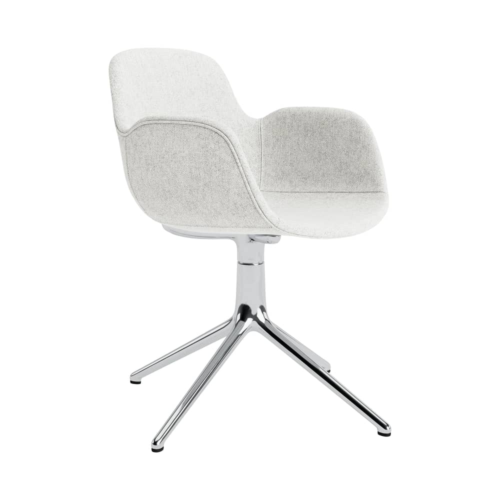 Poltrona girevole Form tessuto grigio / Tappezzeria completa - Normann Copenhagen - Grigio (Hallingdal 110) / Piede in alluminio lucido - Alluminio lucido, Espanso, Polipropilene, Tessuto Kvadrat