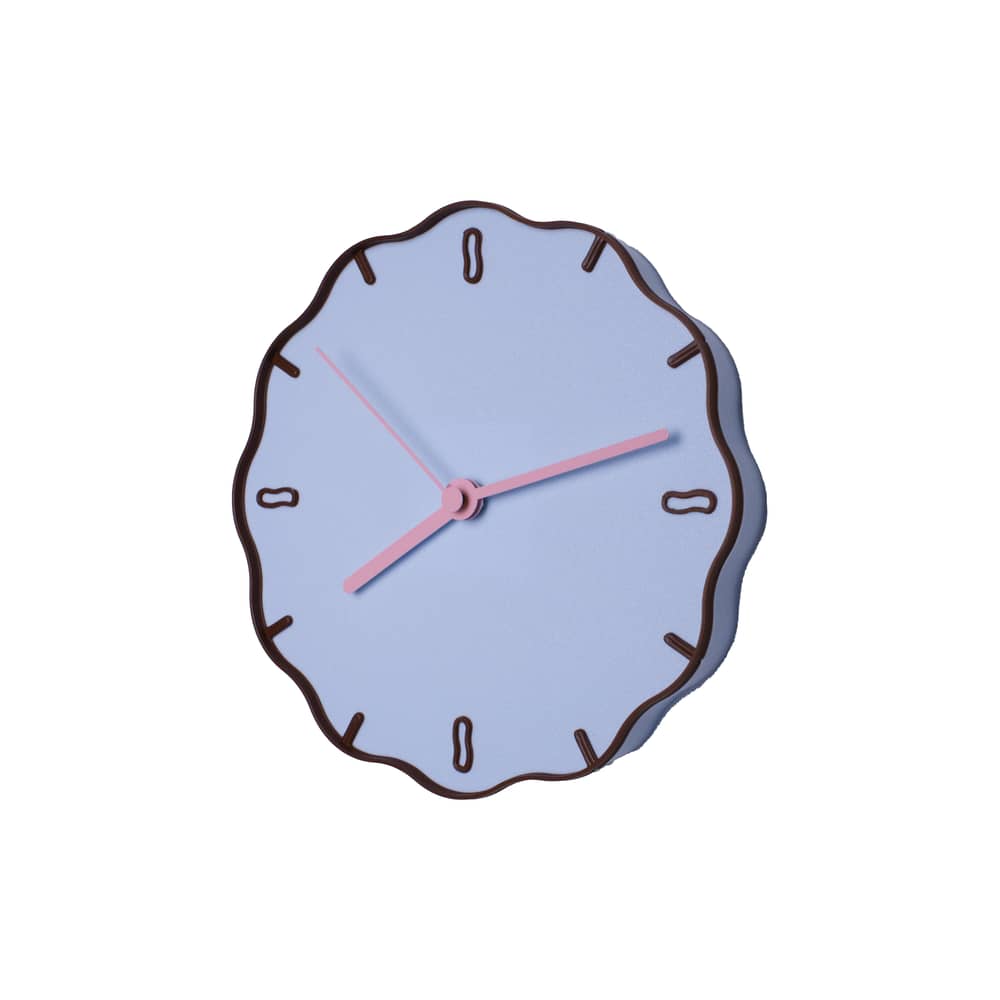 Horloge Margherita bleu / Plastique recyclé - Warren & Laetitia - Bleu ciel - Marron - Rose - Plastique recyclé