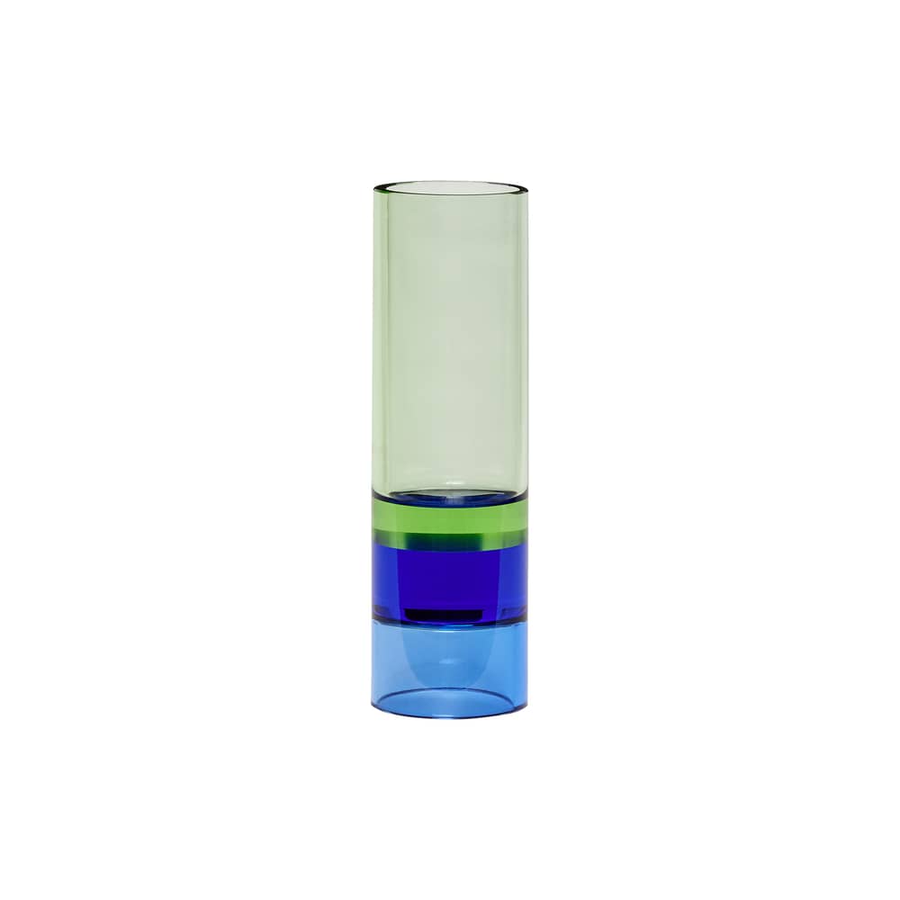 Portacandela Astro vetro verde / Vaso - H 15 cm - HÜBSCH - Verde chiaro / Blu - Trasparente