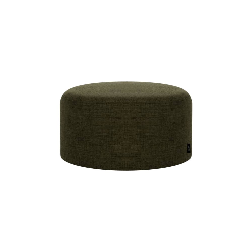 Pouf Folk Petit tissu vert / Ø 50 x H 25 cm - NOO.MA - Olive italienne (polyester) - Bois, Mousse, Polyester