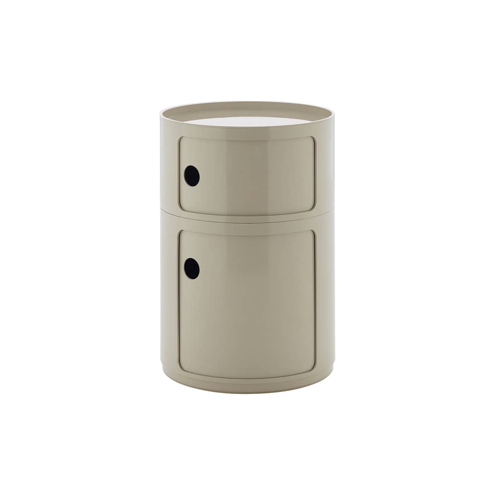 Rangement Componibili New Big plastique gris / 2 tiroirs - Ø 42 x H 61,5 cm - Kartell - Gris tourterelle - ABS