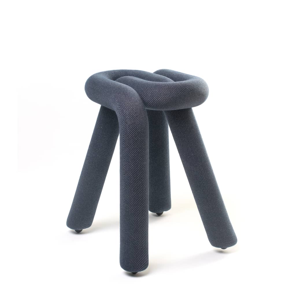 Tabouret rembourré Bold tissu bleu - Moustache - Bleu pailleté - Acier, Mousse, Tissu