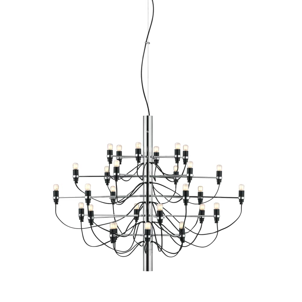 Sospensione 2097 grigio argento metallo / 30 lampadine smerigliate INCLUSE - Ø 88 cm - Flos - Cromo - Ferro