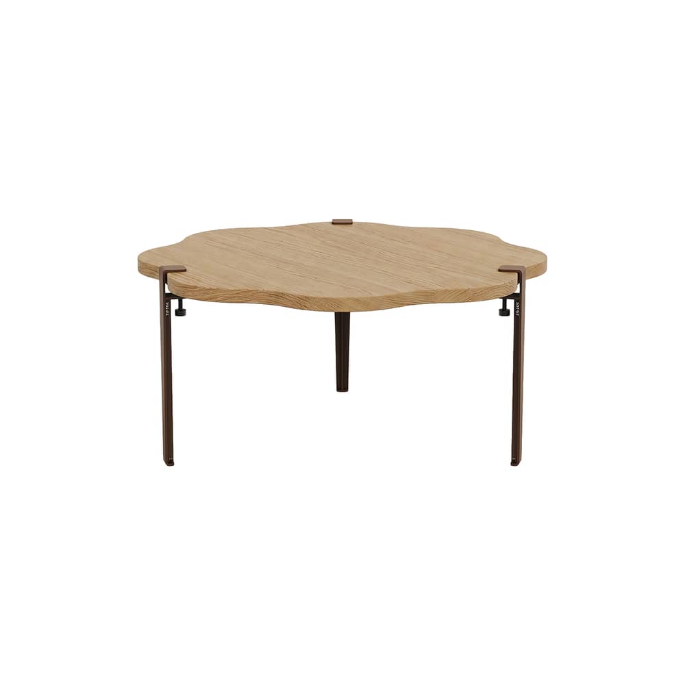Couchtisch Vague by Uchronia holz natur / Ø 80 x H 43 cm – massive Eiche - TIPTOE - Braun / Eiche - Ökozertifizierte Massiveiche, thermolackierter Stahl