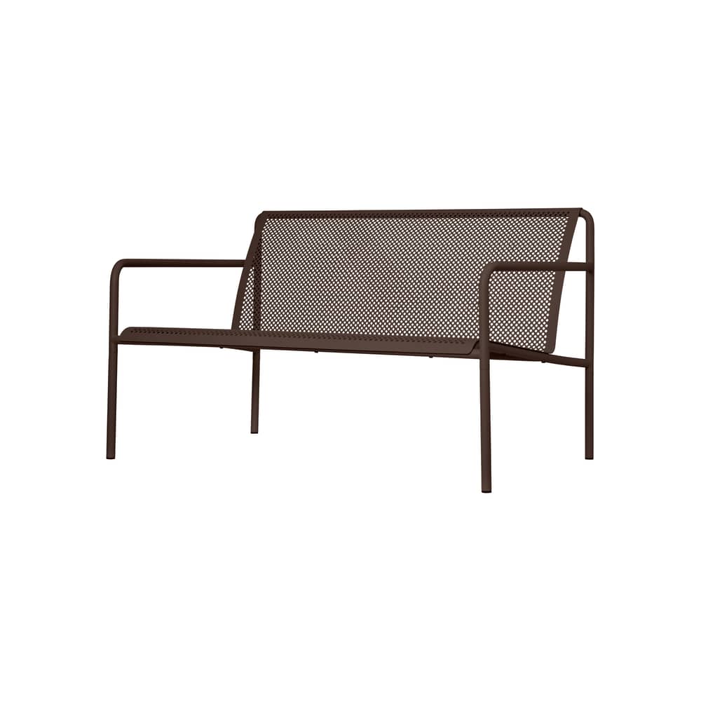 Panca con schienale Dapple Lounge metallo marrone / L 131 cm - 2 posti - Ferm Living - Cioccolato fondente - Acciaio zincato verniciato a polvere