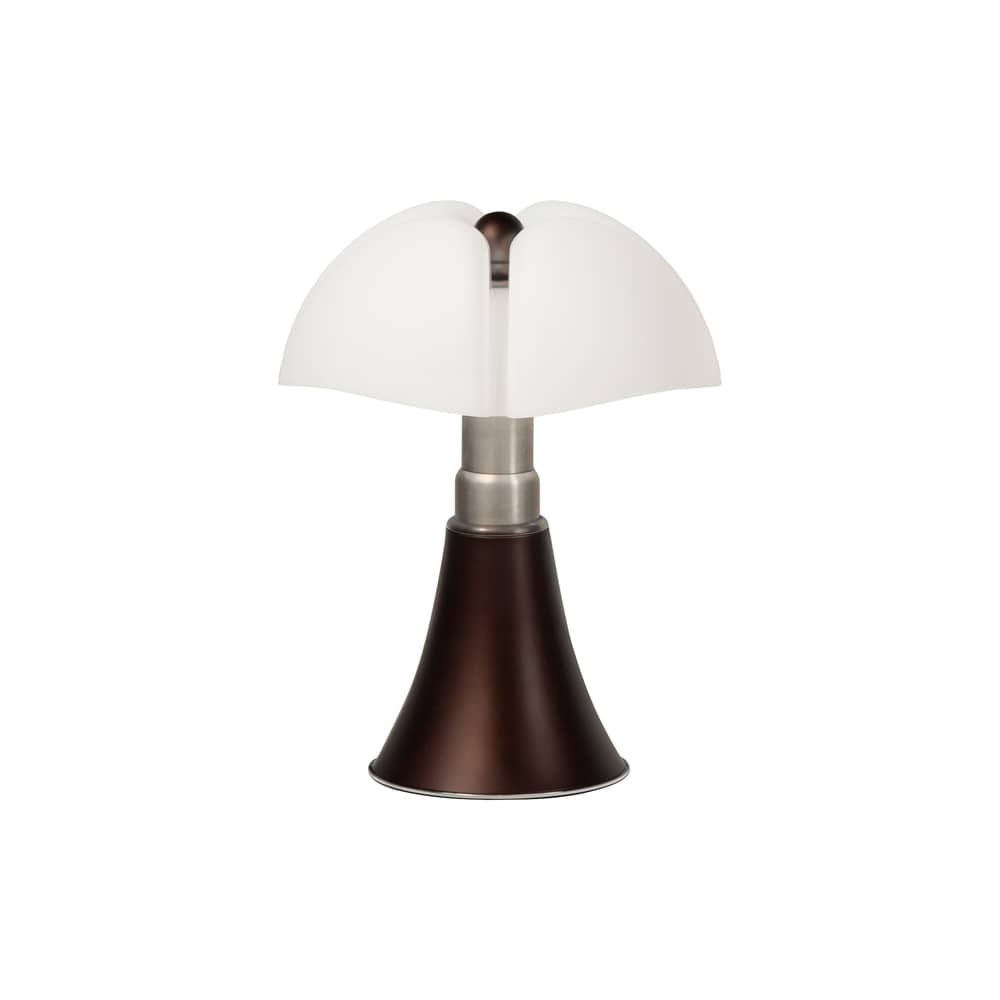 Lampada da tavolo Minipipistrello LED materiale plastico marrone / H 35 cm - Gae Aulenti, 1965 - Martinelli Luce - Bronzo - Acciaio cromato, alluminio verniciato, Metacrilato opalino