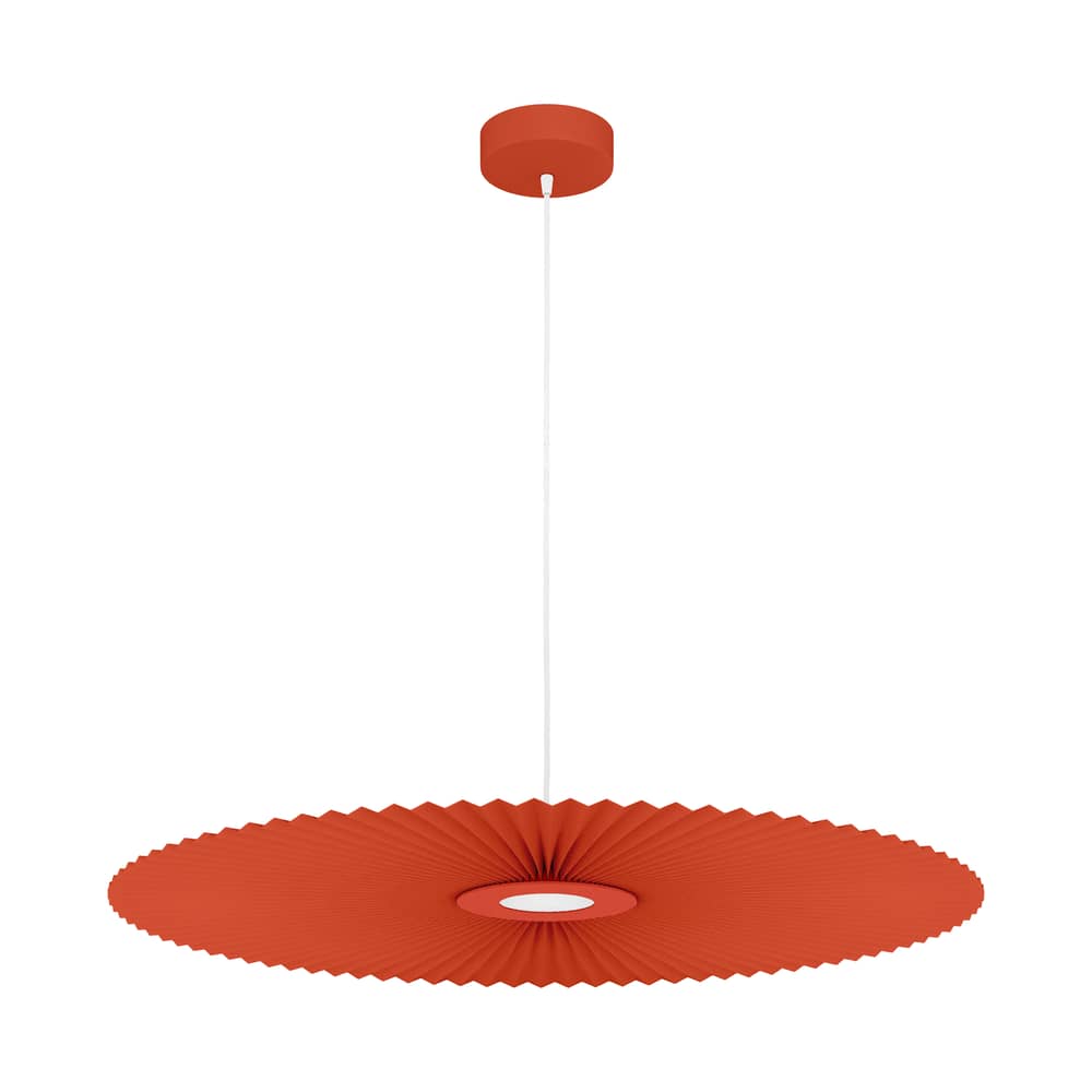 Sospensione Carmen tessuto arancione LED Medium / Ø 90 cm - Hartô - Terracotta - metallo laccato, Tessuto plissettato