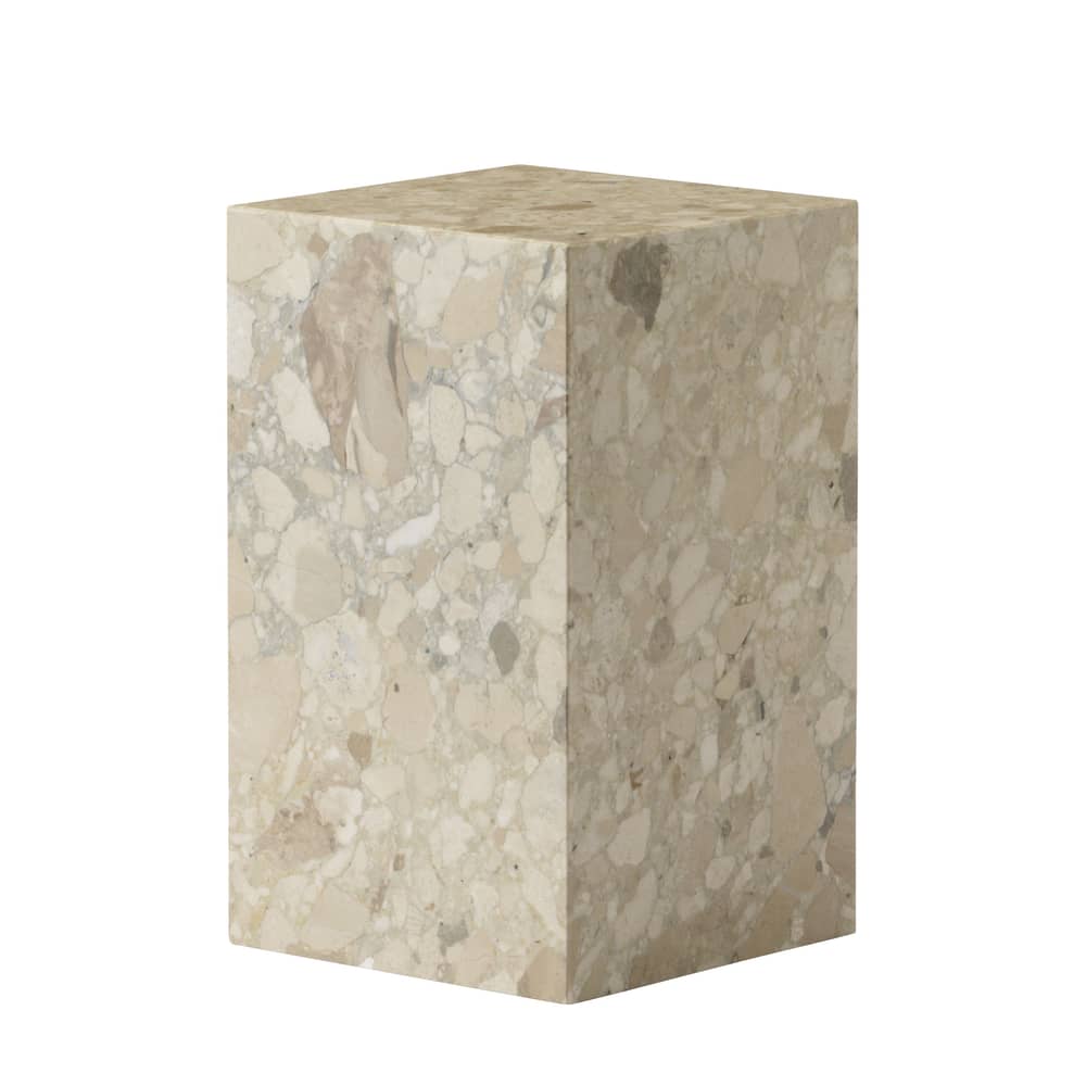 Table d\'appoint Plinth Tall / Pierre - 30 x 30 x H 51 cm - Menu - Pierre Kunis Breccia (beige) - Bois d\'acacia, Pierre Kunis Breccia