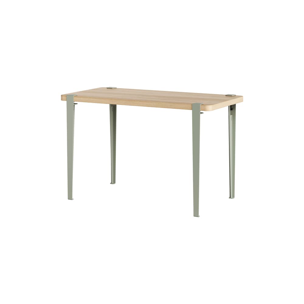Table rectangulaire Lobo métal gris / 120 x 60 cm - 2 à 4 personnes / Bois éco-certifié - TIPTOE - Gris eucalyptus / Chêne - Acier, Bois recyclé aggloméré plaqué chêne