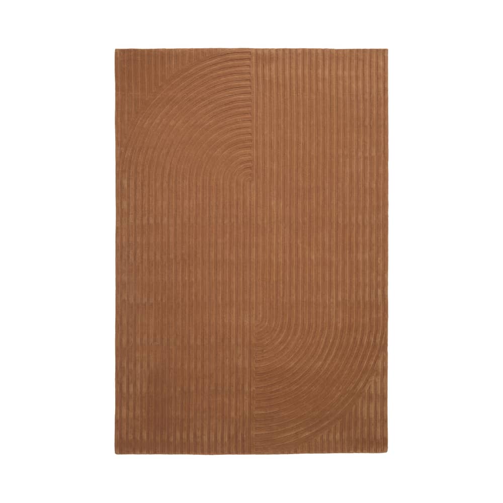 Tapis Relevo Quattro / 200 x 300 cm - Muuto - Orange brûlé - Laine de Nouvelle-Zélande