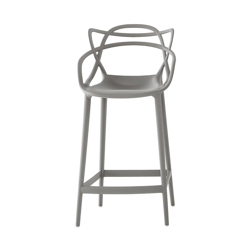 Masters Bar chair plastic material grey H 65 cm - Polypropylen - Kartell - Grey - Recycled thermoplastic technopolymer