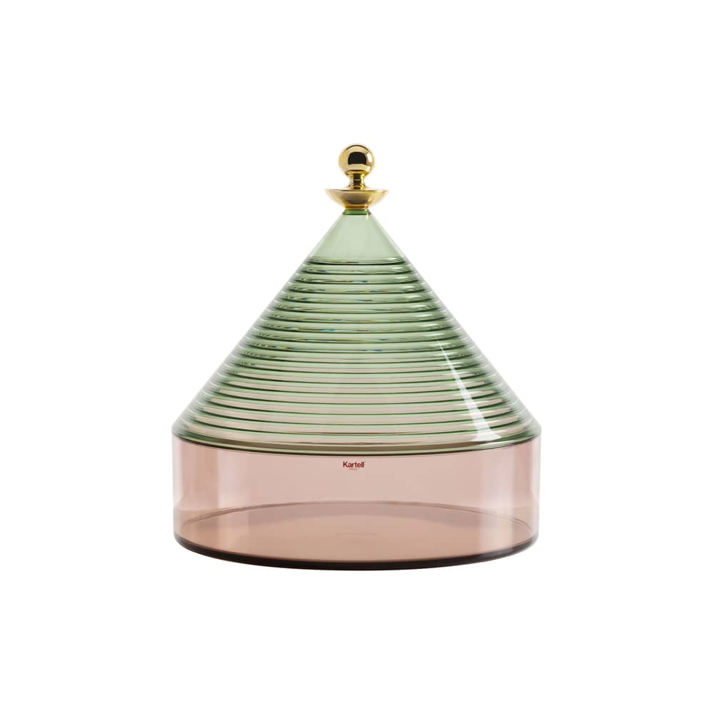 Trullo Box plastic material multicoloured / Ø 25 x H 27 cm - Kartell - Pink / Green & gold - Technopolymer