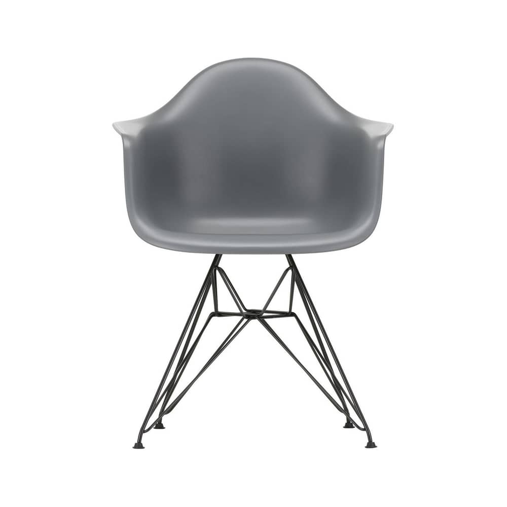 Fauteuil RE DAR - Eames Plastic Armchair / (1950) - Pieds noirs / Recyclé - Vitra - Gris granit / Pieds noirs - Acier laqué, Plastique recyclé post-consommation