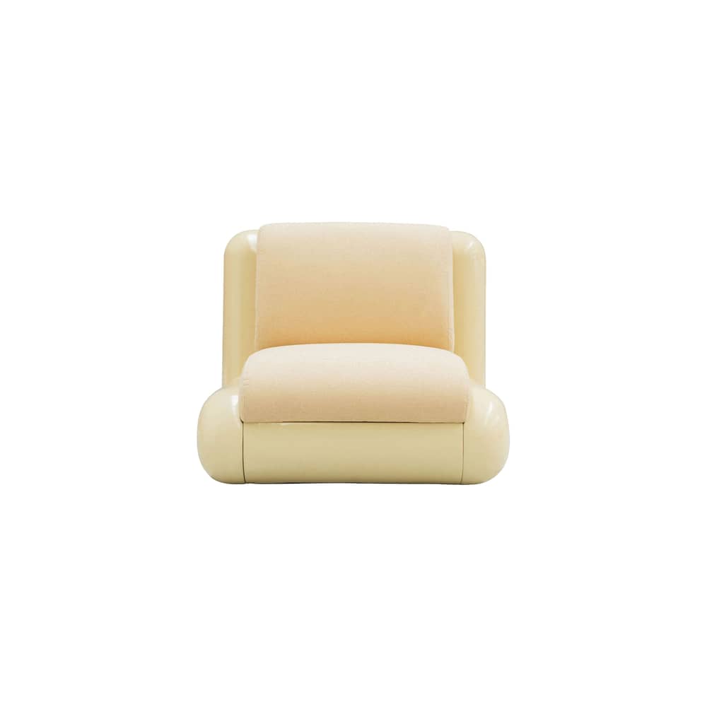 Fauteuil rembourré T4 / Fibre de verre - UMA OBJECTS - Crème Soda - Fibre de verre, Mousse, Tissu