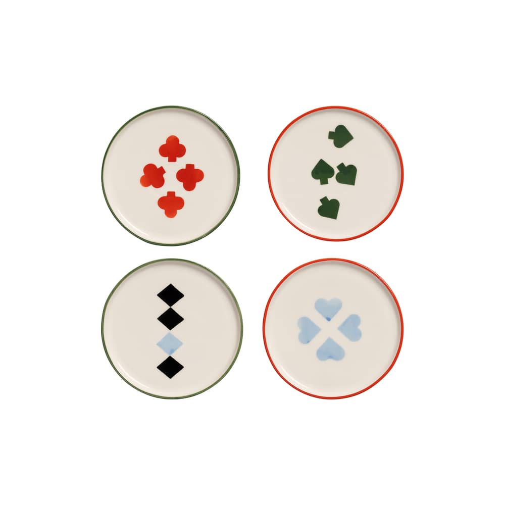 Piatto per dolcetti Deck ceramica multicolore / Set da 4 - Ø 13 cm - & klevering - Multicolore - Porcellana