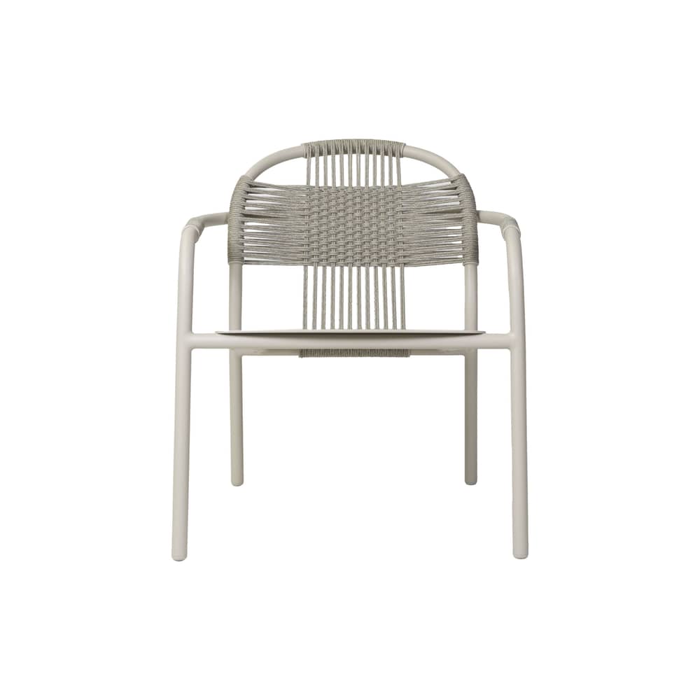 Cleo Stackable Lounge chair with armrests plastic material beige / Polypropylene rope - Vincent Sheppard - Dune White - Polypropylene rope, Thermolacquered aluminium