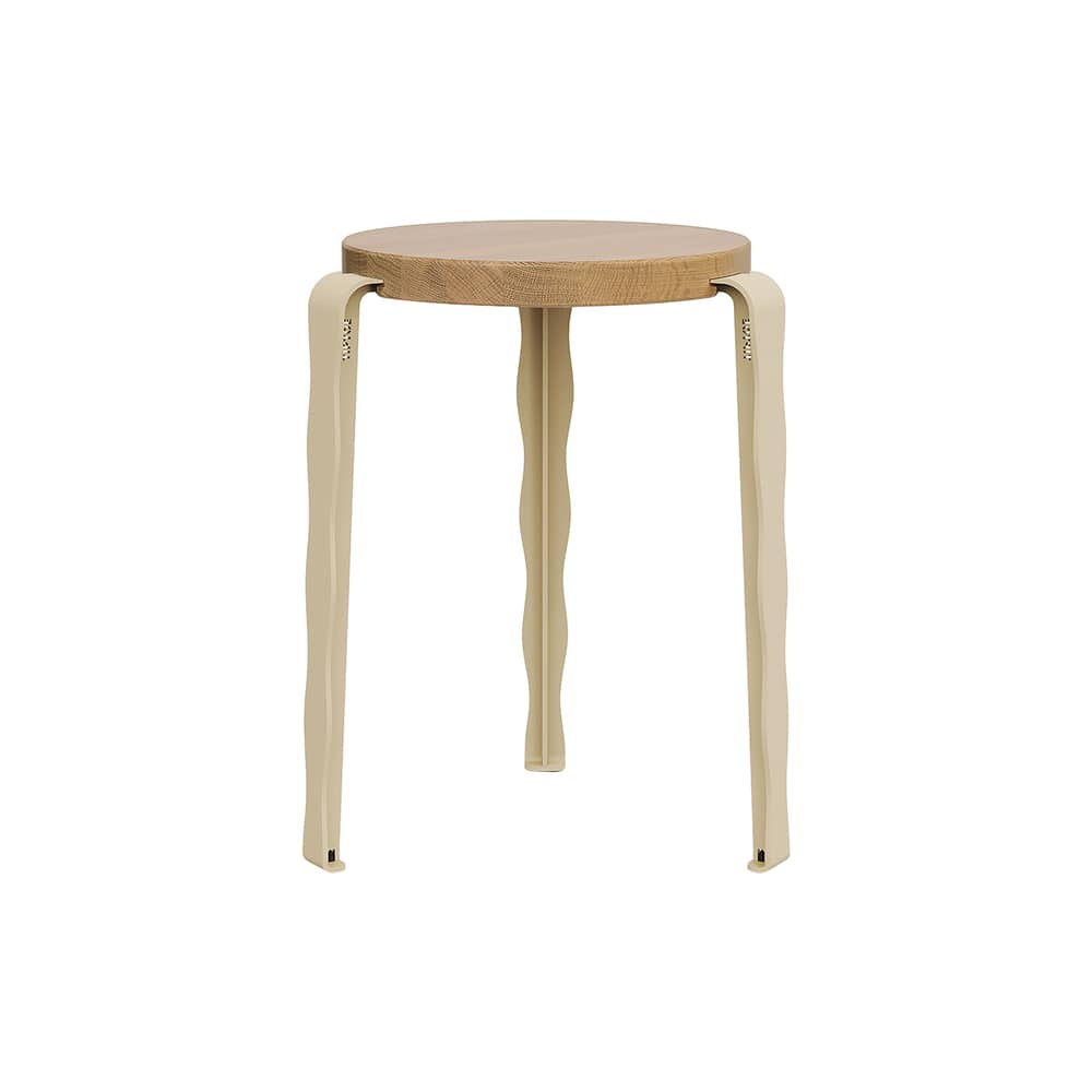 Tabouret empilable Lou Vague by Uchronia / Chêne - TIPTOE - Chêne / Beige - Acier thermolaqué, Chêne massif éco-certifié