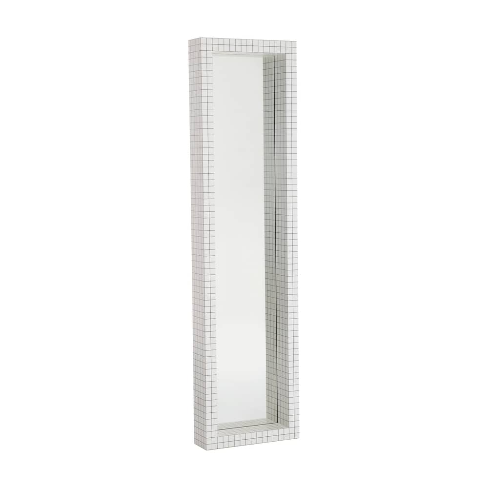 Quaderna 476 Wall mirror plastic material white / L 51 x H 195 cm -  Superstudio, 1972 - Zanotta - White/Black Checked Pattern - Alveolar board, Glass, Mdf plastic