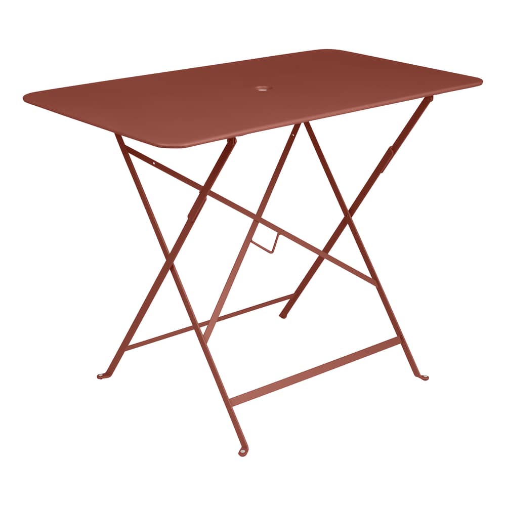 Table pliante Bistro   / 97 x 57 cm - 4 personnes - Trou parasol - Fermob - Ocre rouge - Acier laqué