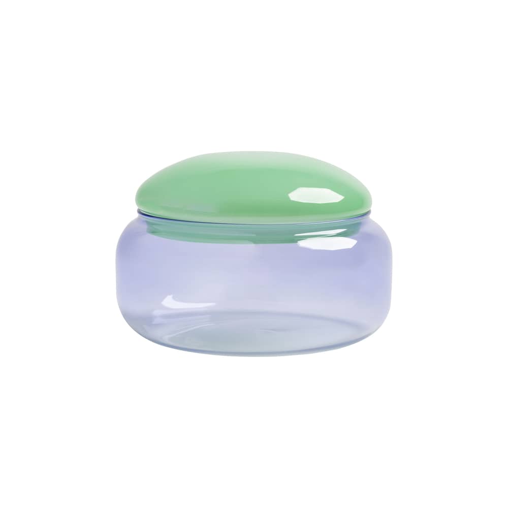 Boîte Puffy verre multicolore / Ø 18 x H 12,5 cm - & klevering - Ø 18 x H 12,5 cm / Vert & lilas - Verre