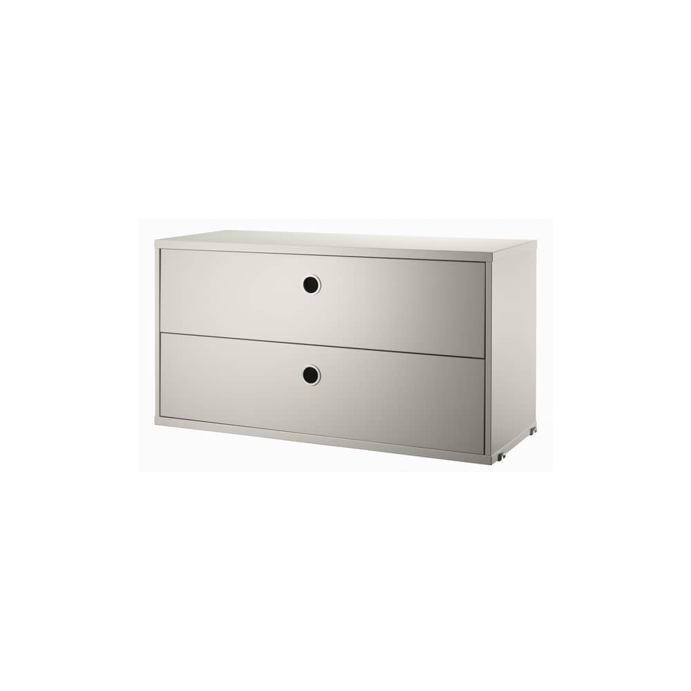Caisson / 2 tiroirs - L 78 x P 30 x H 42 cm - String Furniture - Beige - Acier inoxydable, MDF laqué