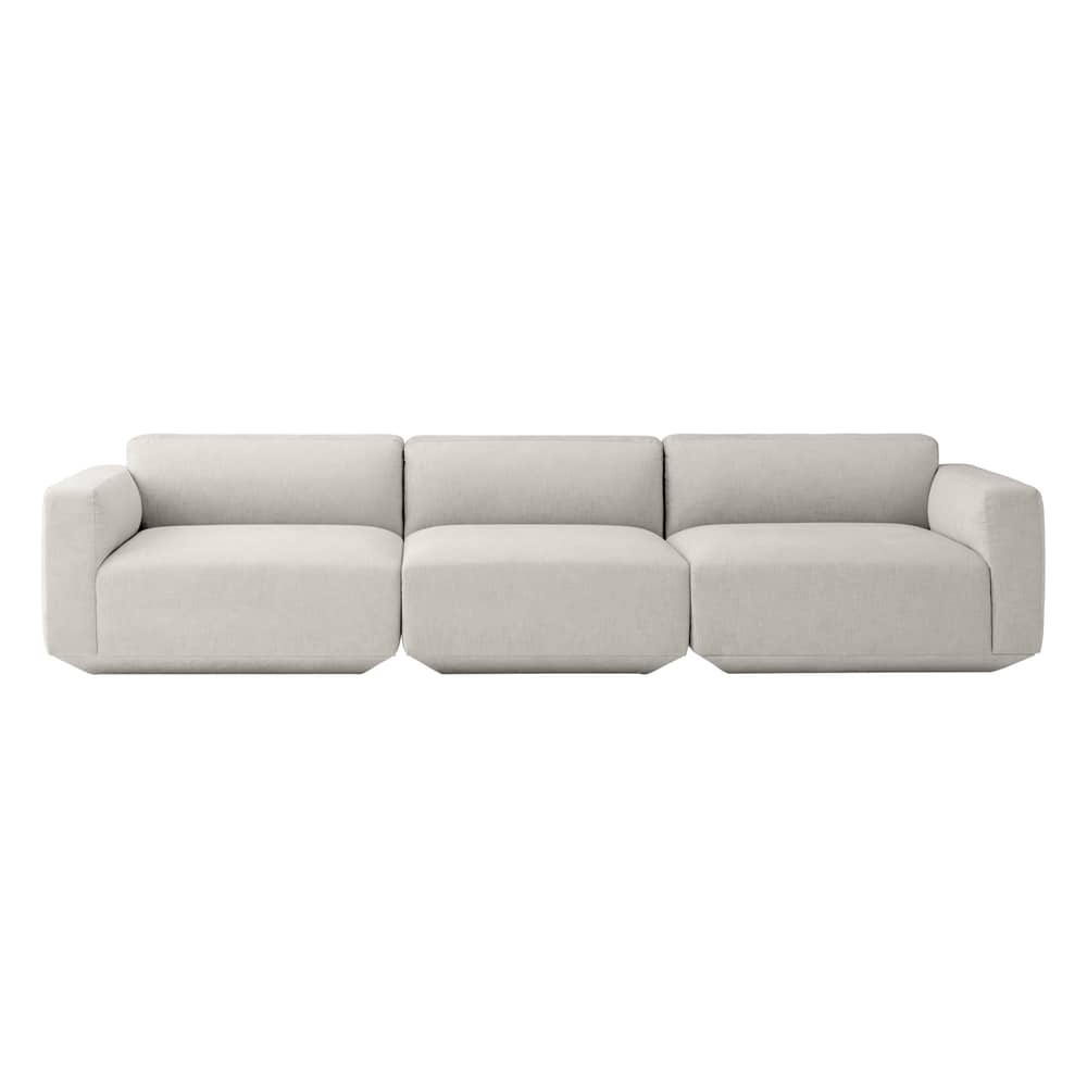 Canapé droit Develius D tissu gris / 4 places - L 309 cm - &tradition - Gris clair (Tissu Mapple) - Bois, Mousse HR, Tissu Mapple