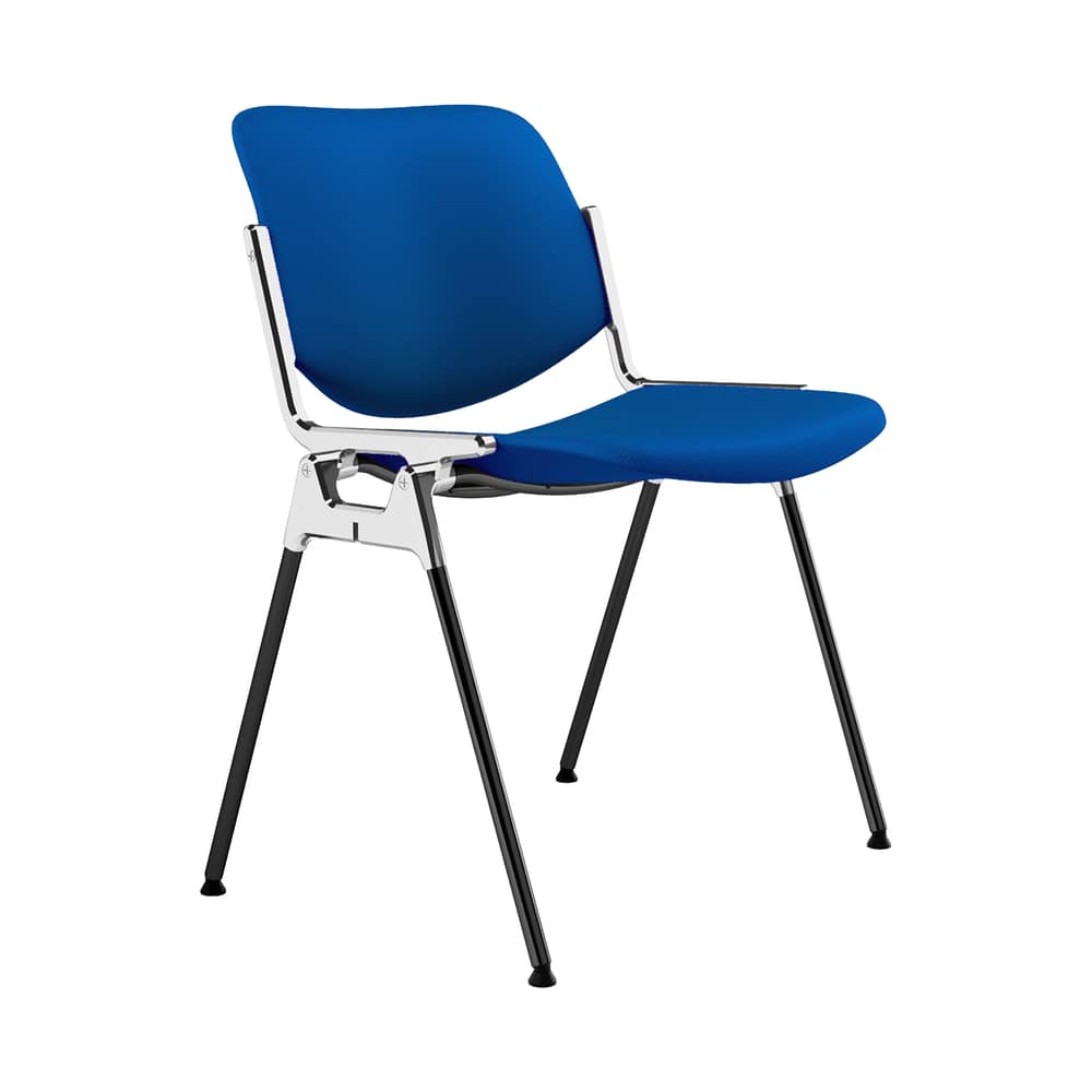 Chaise rembourrée DSC 106 tissu bleu / Giancarlo Piretti, 1965 - ANONIMA CASTELLI - Bleu (tissu Trevira) - Acier, Mousse polyuréthane, Tissu Trevira
