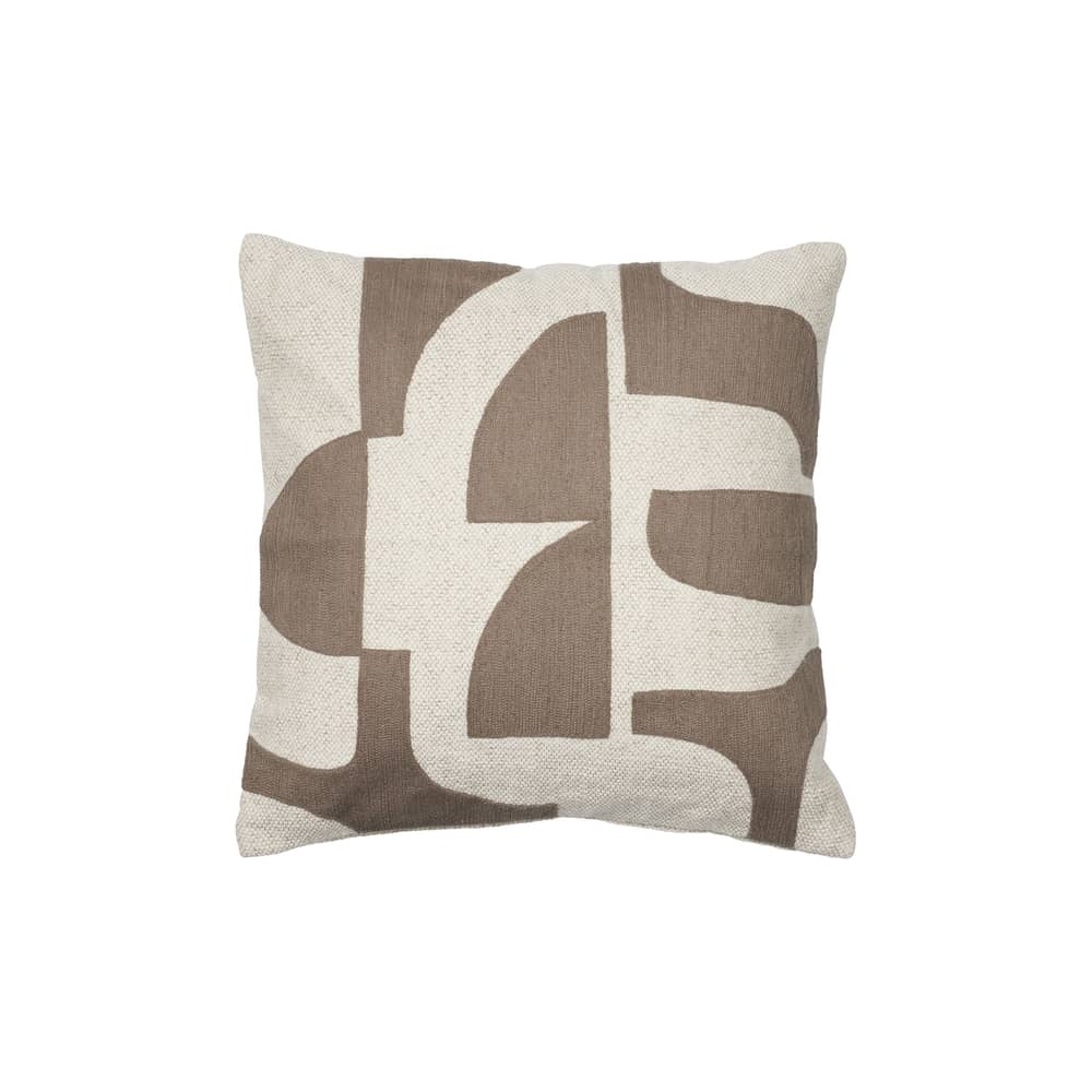 Housse de coussin Mundo tissu marron / 50 x 50 cm - BROSTE COPENHAGEN - Marron / Beige - Coton, Lin
