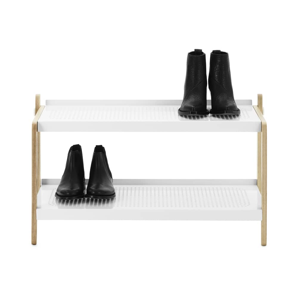 Meuble à chaussures Sko métal blanc - Normann Copenhagen - Blanc - Acier peint, Frêne