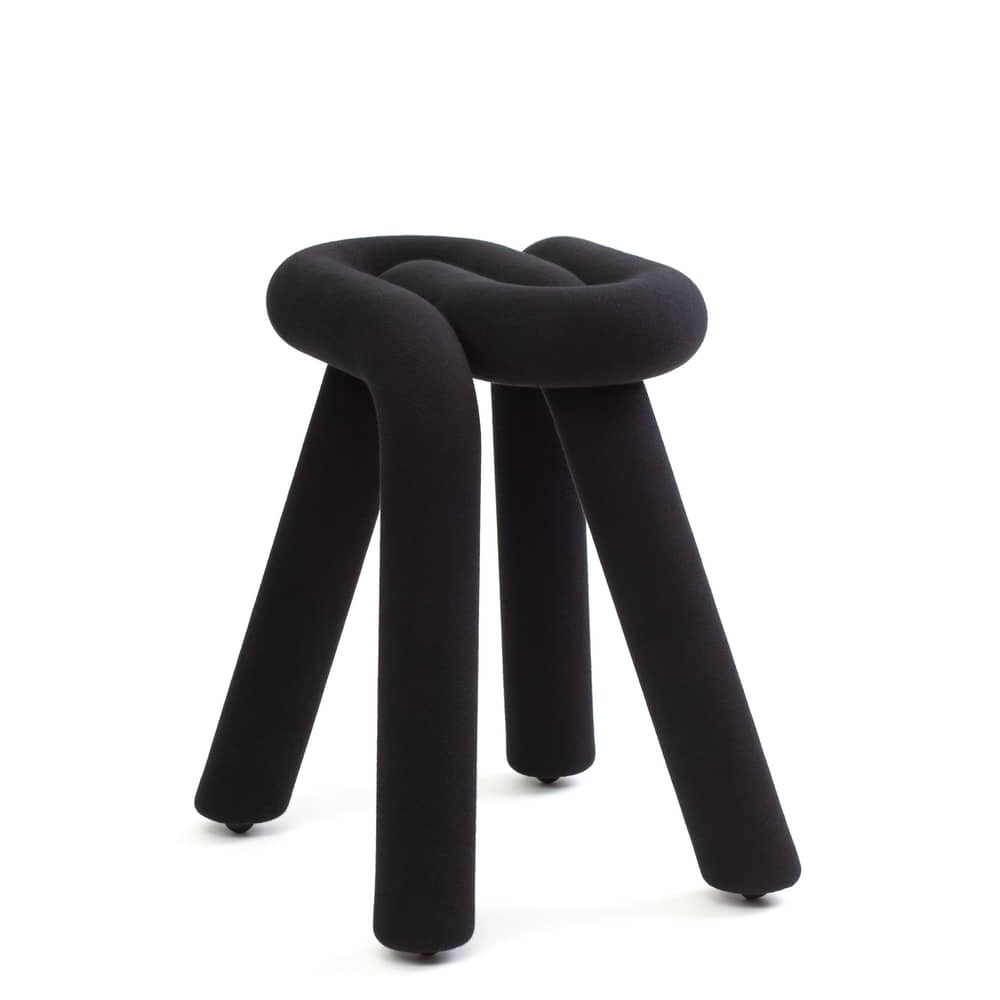Sgabello imbottito Bold tessuto nero / Imbottito - Moustache - Nero - Acciaio, Schiuma di poliuretano, Tessuto