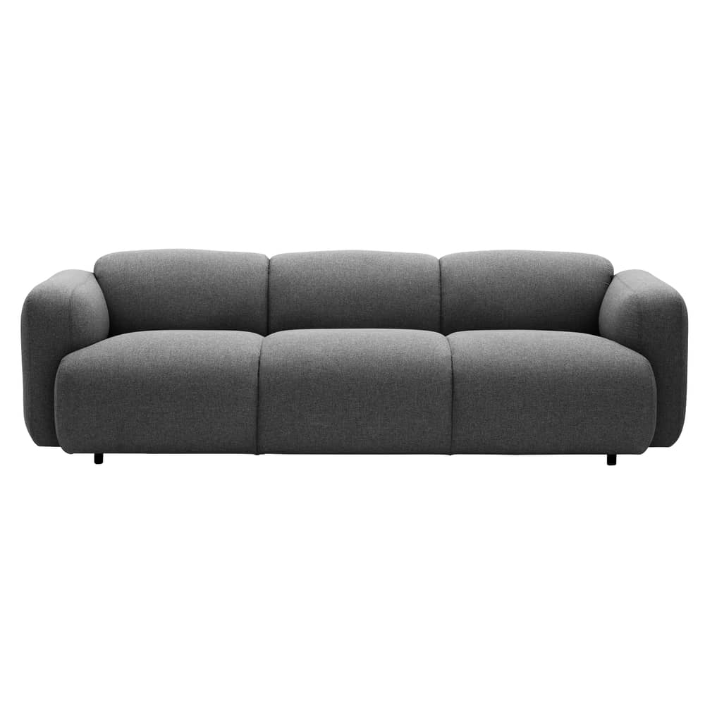 Swell Straight sofa textile grey / L 235 cm - 3-seater - Normann Copenhagen - Grey - Fabric, Steel