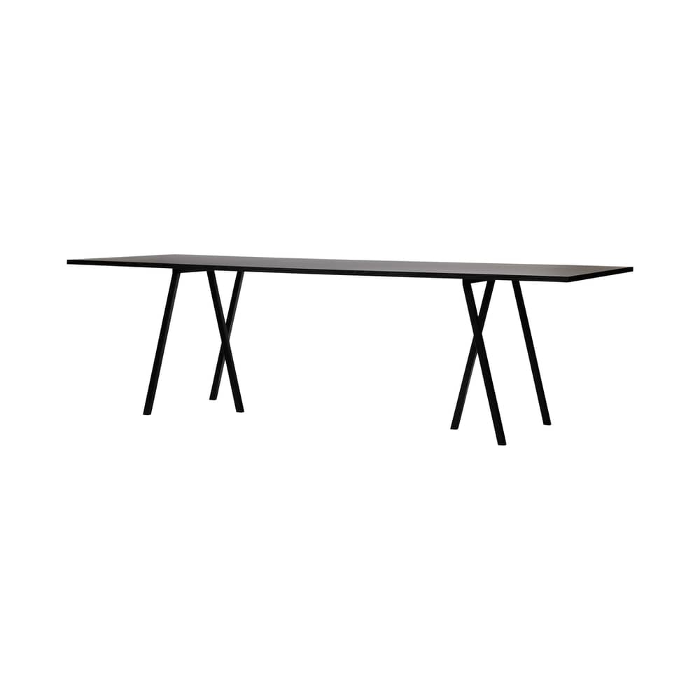 Table rectangulaire Loop  / L 180 cm - Stratifié finition linoleum - Hay - Noir - Acier laqué