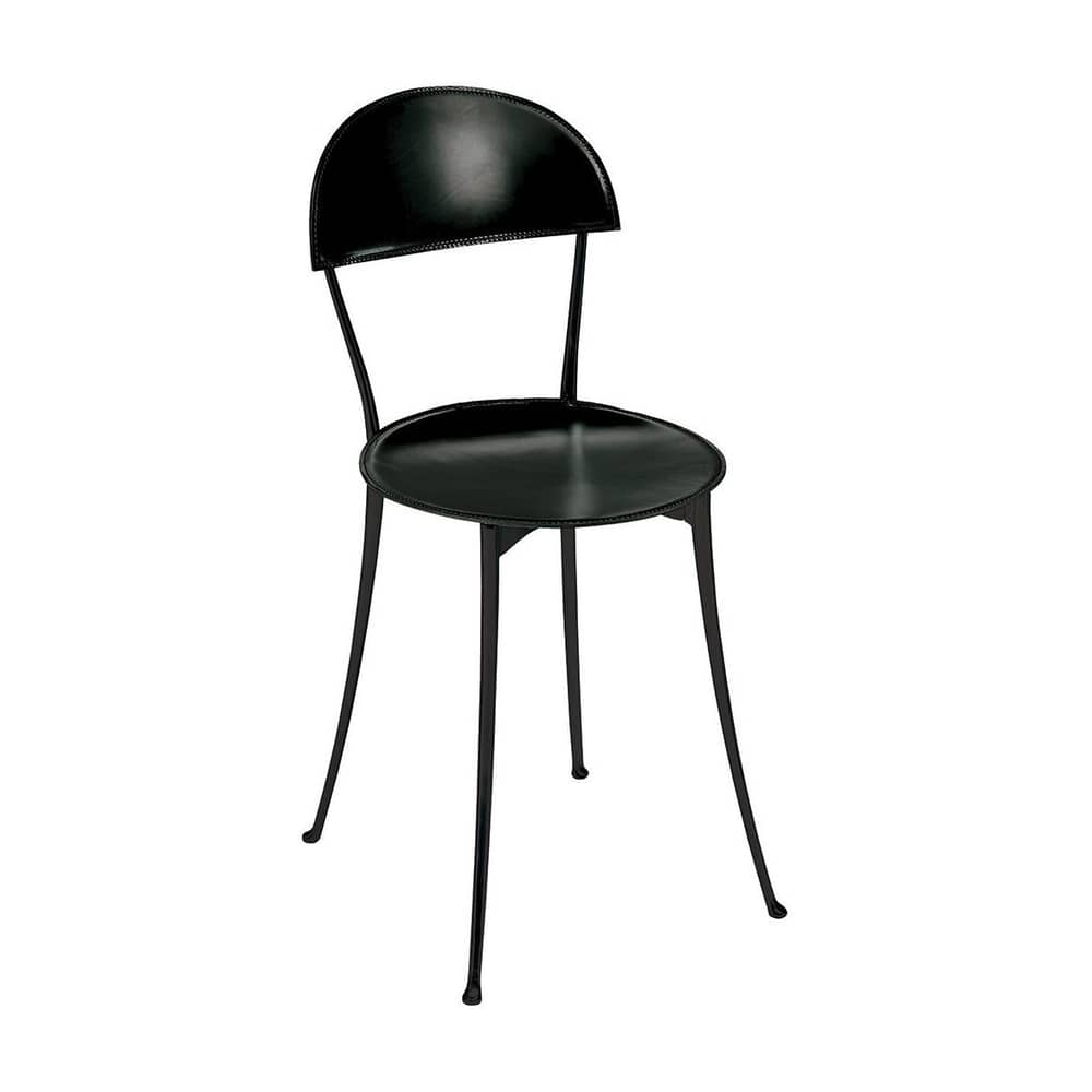 Chaise Tonietta / Enzo Mari, 1985 - Zanotta - Cuir noir / Structure noire - Alliage d\'aluminium, Cuir sellier, Polypropylène