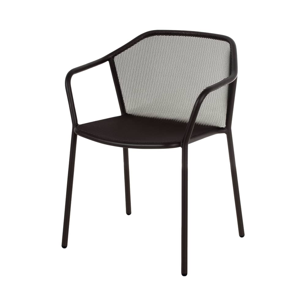 Stapelbarer Sessel Darwin metall schwarz / Metall - Emu - Schwarz - gefirnister Stahl