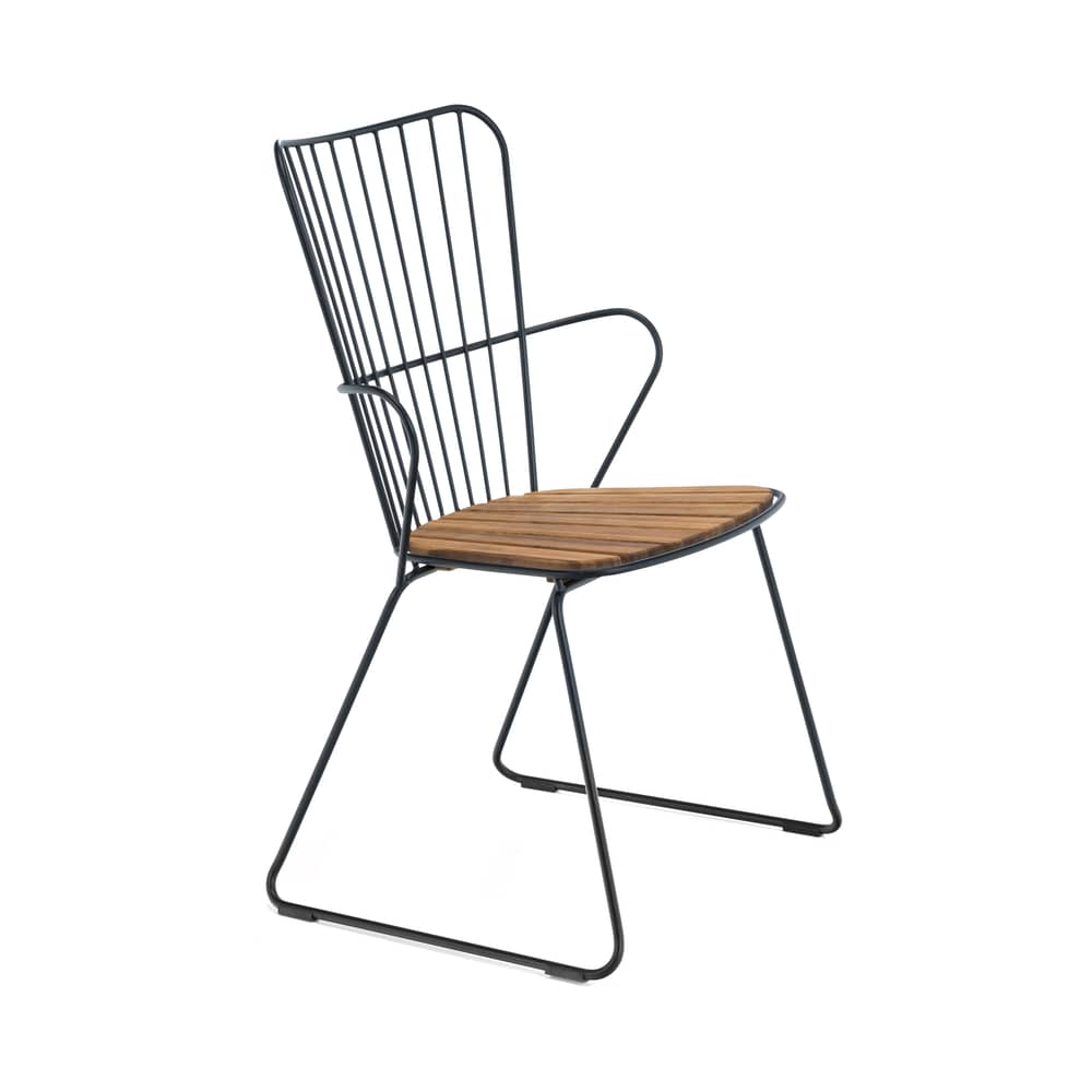 Fauteuil Paon métal noir bois naturel / bambou - Houe - Fauteuil / Noir - Acier revêtement poudre, Bambou