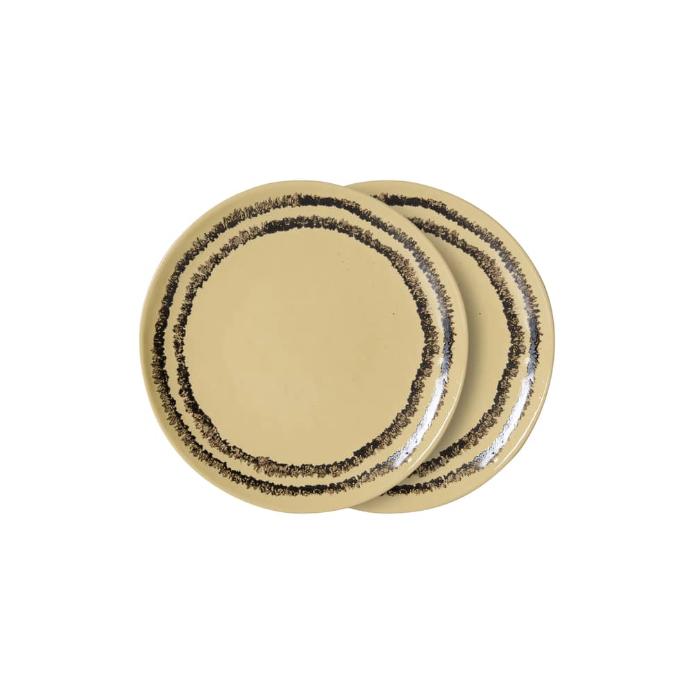 Piatto da dessert 70s ceramics ceramica giallo / Set di 2 - Ø 17,5 cm - HK LIVING - Vaniglia - Gres smaltato