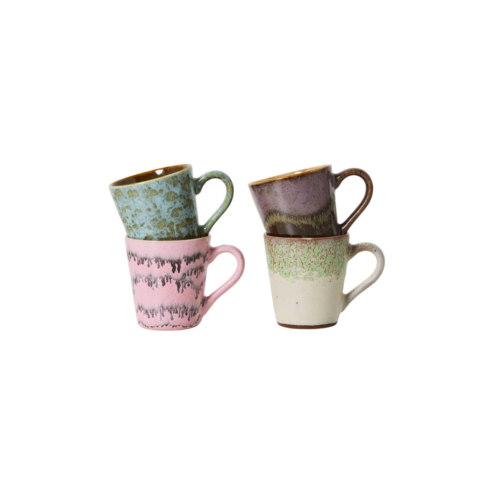 Tasse à ristretto 70s ceramics céramique multicolore / Set de 4 - 10 cl - HK LIVING - Brutalism - Grès émaillé