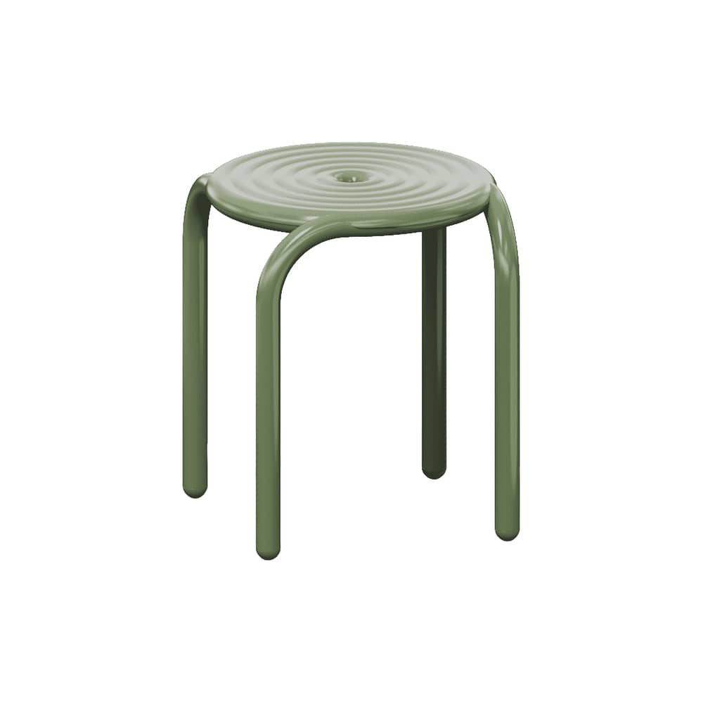 Tabouret Groove métal vert - Tom Dixon - Vert mousse - Aluminium