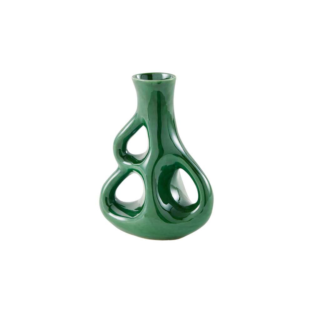 Vase Three Ears Small céramique vert / H 21 cm - POLSPOTTEN - Vert - Grès émaillé