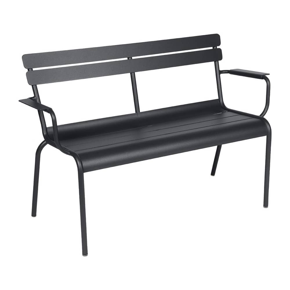 Banc avec dossier Luxembourg   / 2 places - L 131 cm - Fermob - Carbone - Aluminium