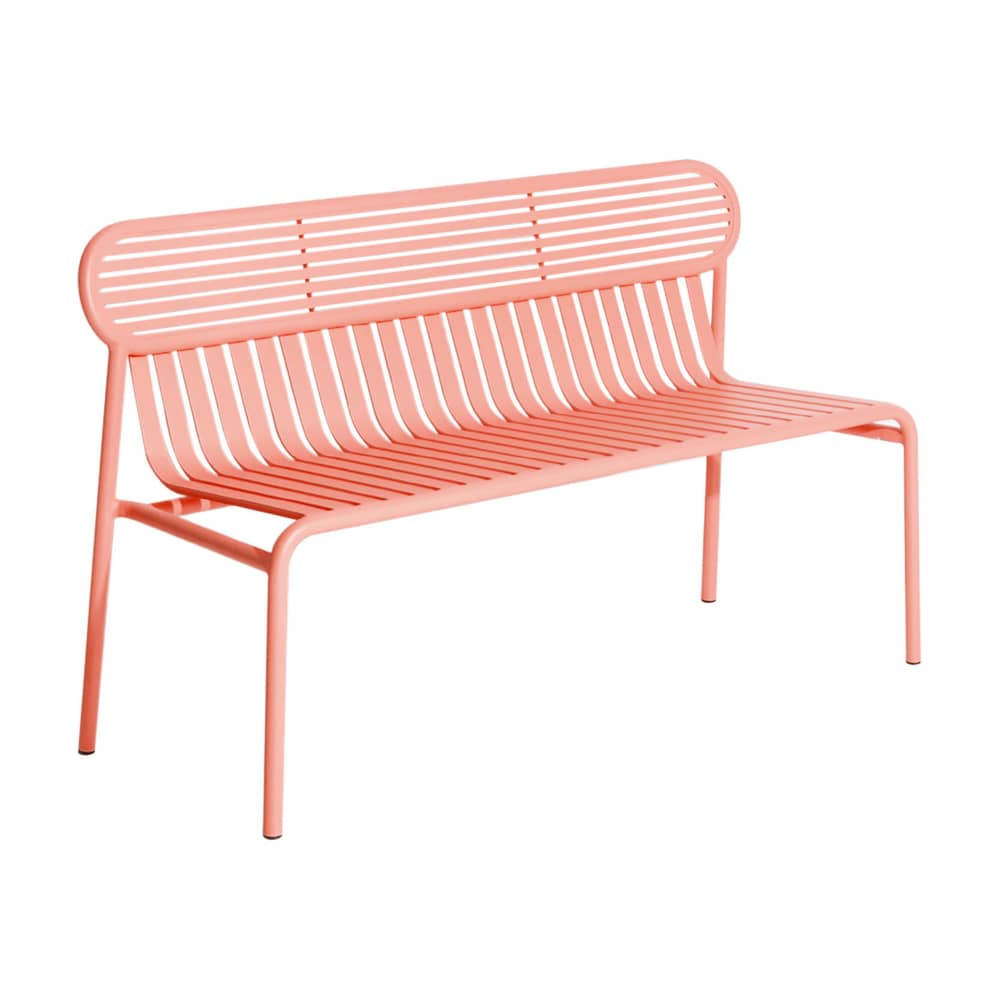 Banc avec dossier Week-end métal orange / Aluminium - L 121 cm - Petite Friture - Corail - Aluminium