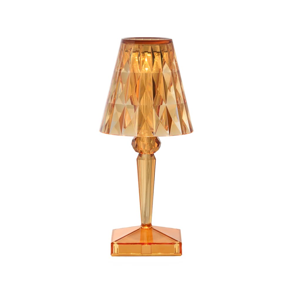 Kabellose, wiederaufladbare Außenlampe Battery LED plastikmaterial orange / Ø 12 x H 30 cm - Recycelt - Kartell - Hellorange - Recyceltes PMMA