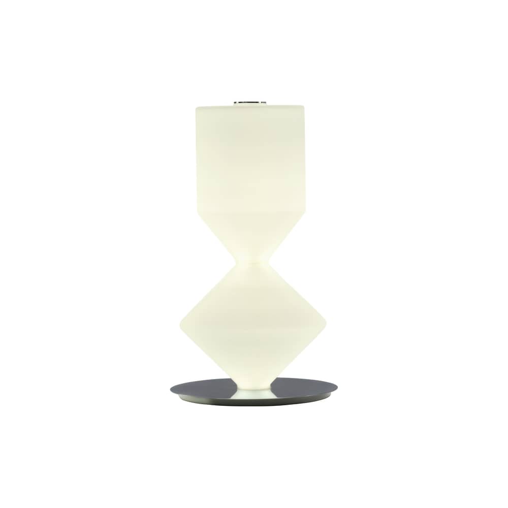 Lampe de table Costantina Opal verre blanc / LED - Small H 47 cm - Mogg - H 47 cm - Métal chromé, Verre soufflé opalin