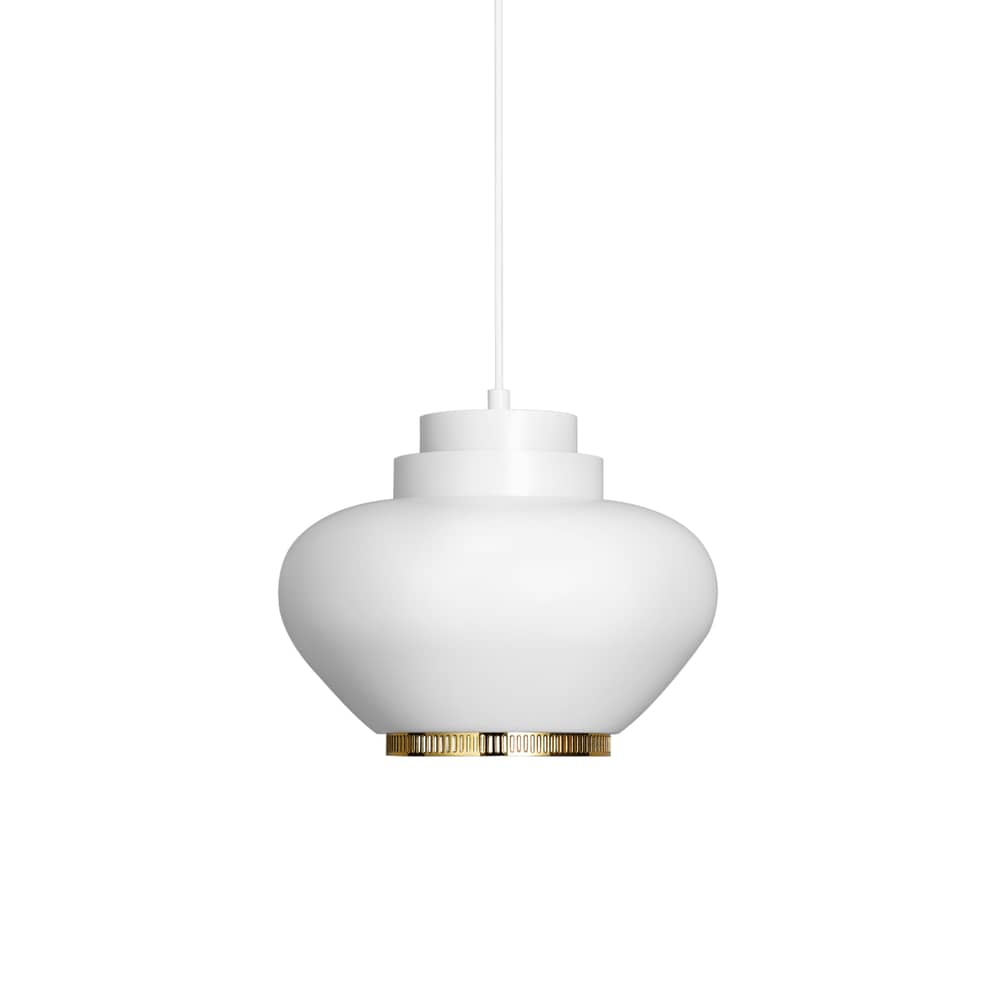 A333 Pendant metal white / Alvar Aalto, 1950\'s - ARTEK - White / Brass - Steel