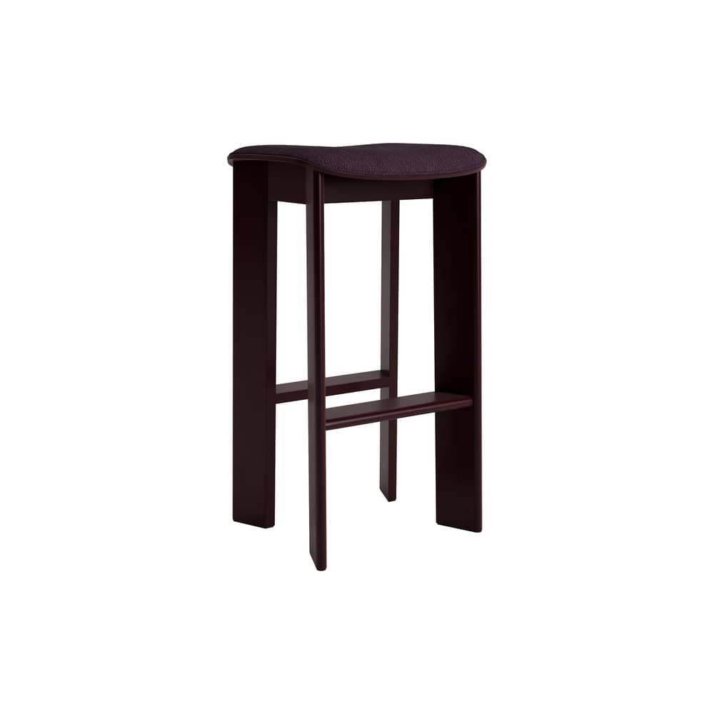 Tabouret haut Chisel 30 High / H 75 cm - Rembourrage tissu - Hay - Tissu bordeaux (Turf) / Bordeaux foncé - Mousse, Placage de hêtre laqué, Tissu
