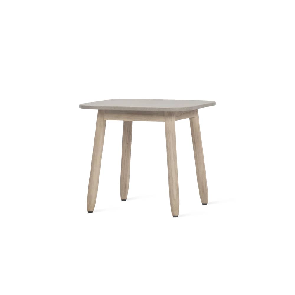 Tavolino d\'appoggio David ceramica grigio legno naturale / Ceramica & teck invecchiato - 41 x 41 cm - Vincent Sheppard - Grigio (ceramica) / Gamba in teak invecchiato - Ceramica, Teak massello invecchiato